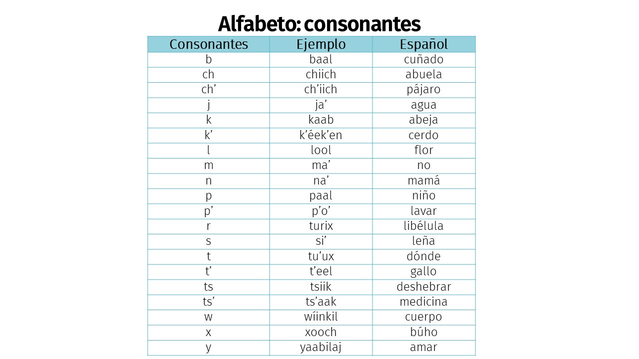 Consonantes con ejemplos